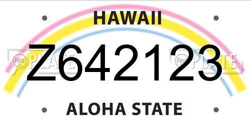Z642123 Hawaii License Plate