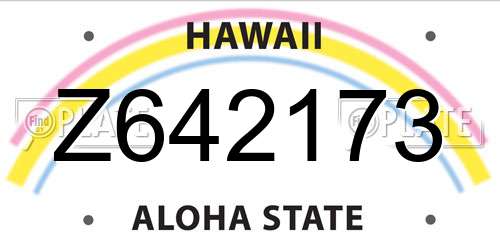 Z642173 Hawaii License Plate