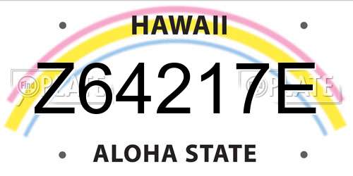 Z64217E Hawaii License Plate