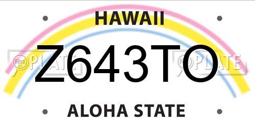Z643TO Hawaii License Plate