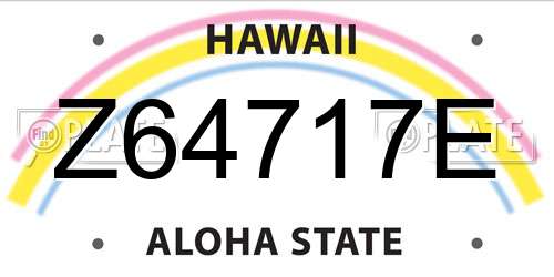 Z64717E Hawaii License Plate