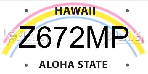 Z672MP Hawaii License Plate
