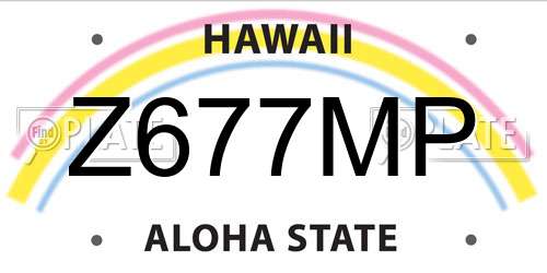 Z677MP Hawaii License Plate