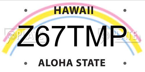 Z67TMP Hawaii License Plate