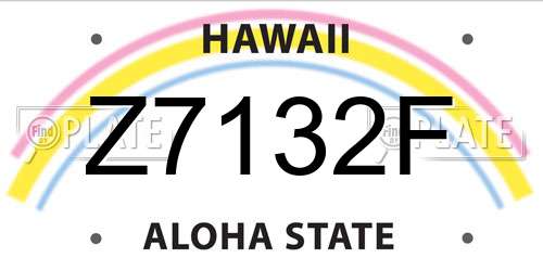 Z7132F Hawaii License Plate