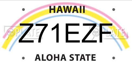 Z71EZF Hawaii License Plate