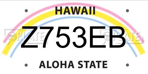 Z753EB Hawaii License Plate