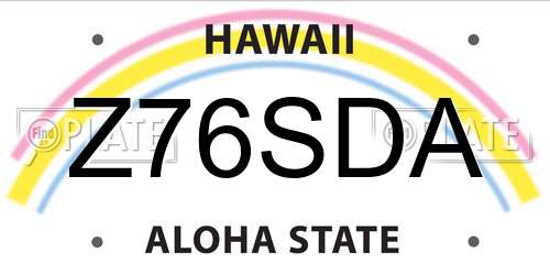 Z76SDA Hawaii License Plate
