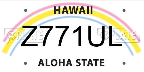 Z771UL Hawaii License Plate