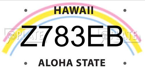 Z783EB Hawaii License Plate