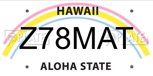 Z78MAT Hawaii License Plate
