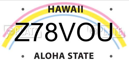 Z78VOU Hawaii License Plate