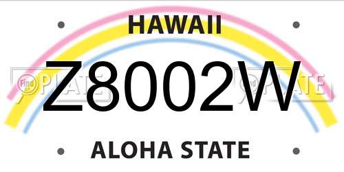 Z8002W Hawaii License Plate