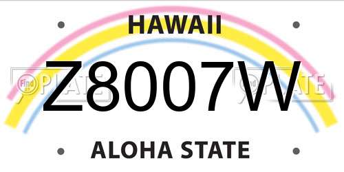 Z8007W Hawaii License Plate
