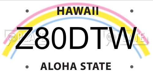 Z80DTW Hawaii License Plate