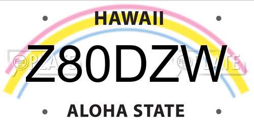Z80DZW Hawaii License Plate
