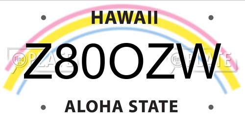 Z80OZW Hawaii License Plate