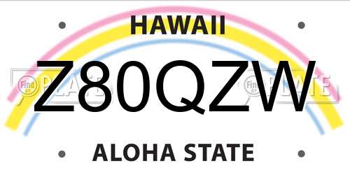 Z80QZW Hawaii License Plate