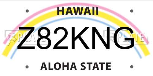 Z82KNG Hawaii License Plate