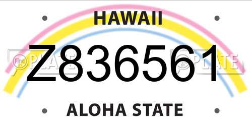 Z836561 Hawaii License Plate