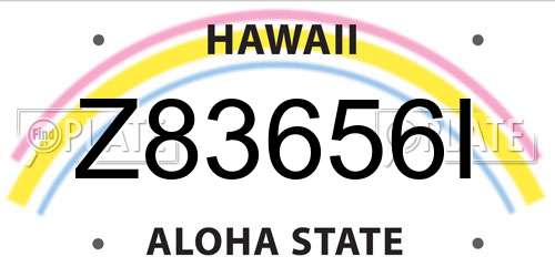 Z83656I Hawaii License Plate