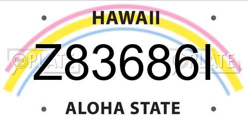 Z83686I Hawaii License Plate