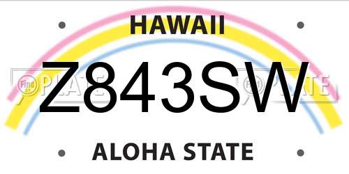 Z843SW Hawaii License Plate