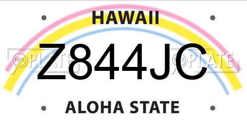 Z844JC Hawaii License Plate