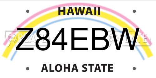 Z84EBW Hawaii License Plate