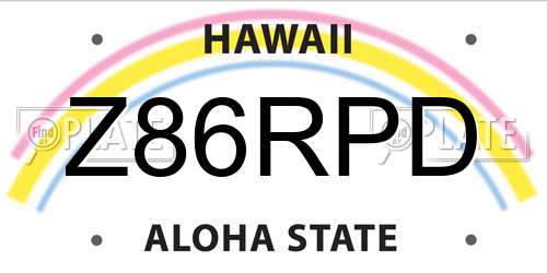 Z86RPD Hawaii License Plate