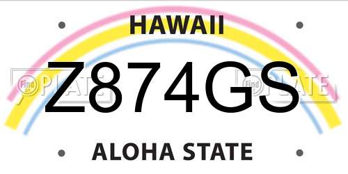 Z874GS Hawaii License Plate
