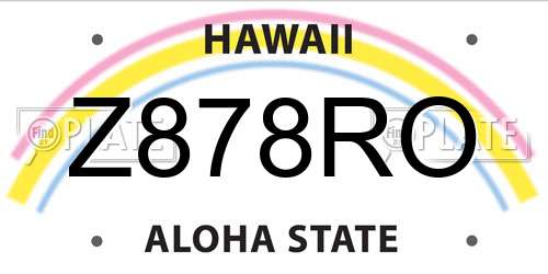 Z878RO Hawaii License Plate