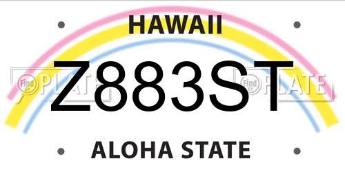 Z883ST Hawaii License Plate