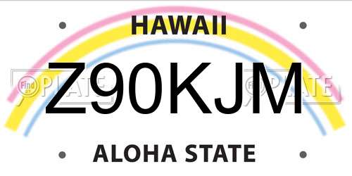Z90KJM Hawaii License Plate