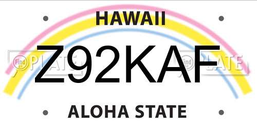 Z92KAF Hawaii License Plate