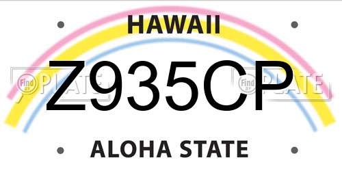 Z935CP Hawaii License Plate