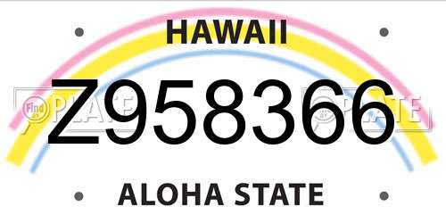 Z958366 Hawaii License Plate