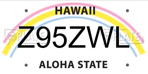 Z95ZWL Hawaii License Plate