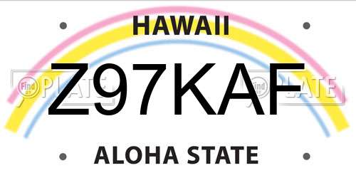 Z97KAF Hawaii License Plate