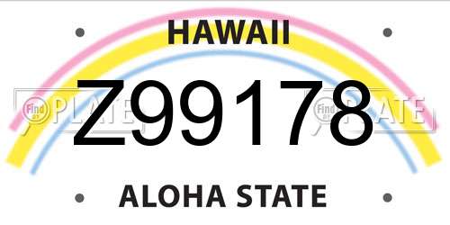 Z99178 Hawaii License Plate