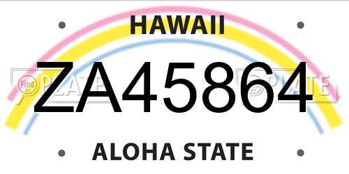 ZA45864 Hawaii License Plate