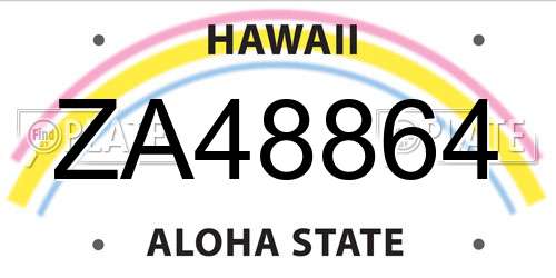 ZA48864 Hawaii License Plate