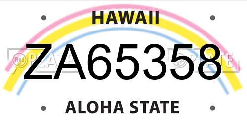 ZA65358 Hawaii License Plate