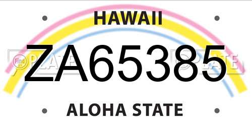 ZA65385 Hawaii License Plate