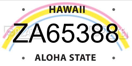 ZA65388 Hawaii License Plate