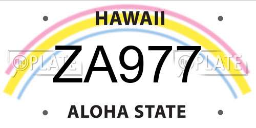 ZA977 Hawaii License Plate