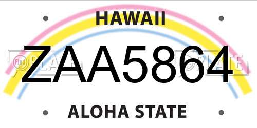 ZAA5864 Hawaii License Plate