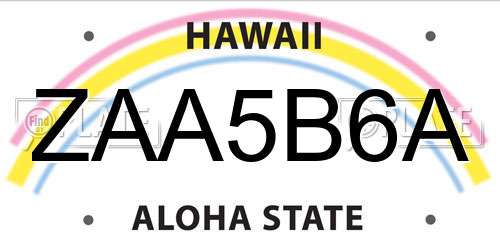 ZAA5B6A Hawaii License Plate