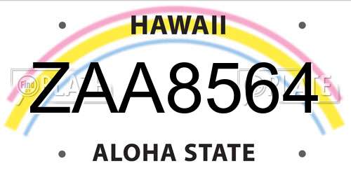 ZAA8564 Hawaii License Plate