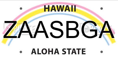 ZAASBGA Hawaii License Plate